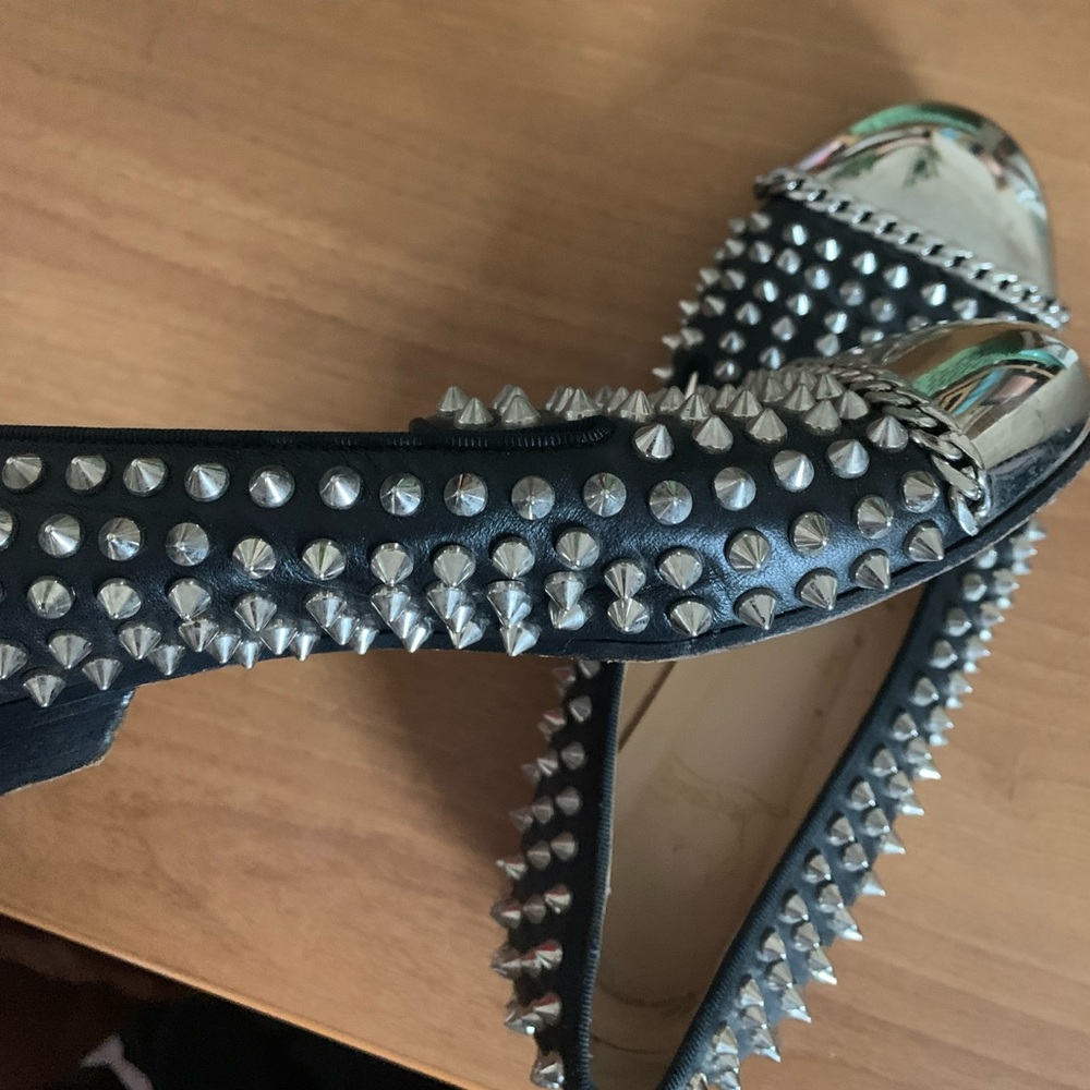 spiky leather christian louboutin accent flats